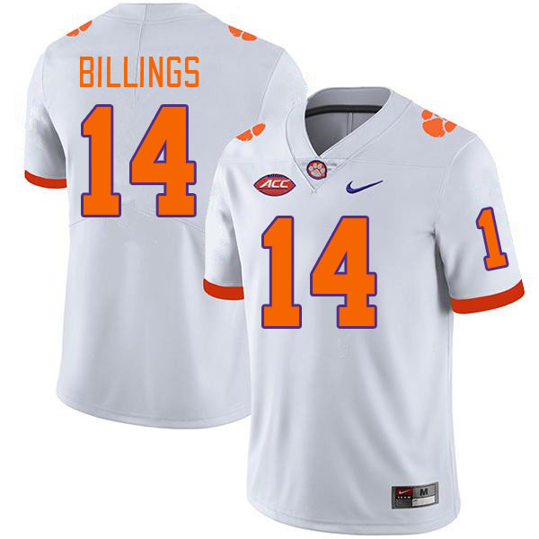 Men #14 Rob Billings Clemson Tigers College Football Jerseys Stitched-White